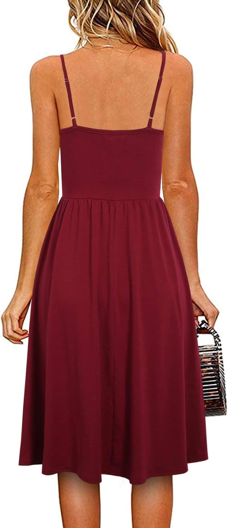 Casual Dresses for Women Sleeveless Cotton Summer Beach Dress a Line Spaghetti Strap Sundresses with Pockets