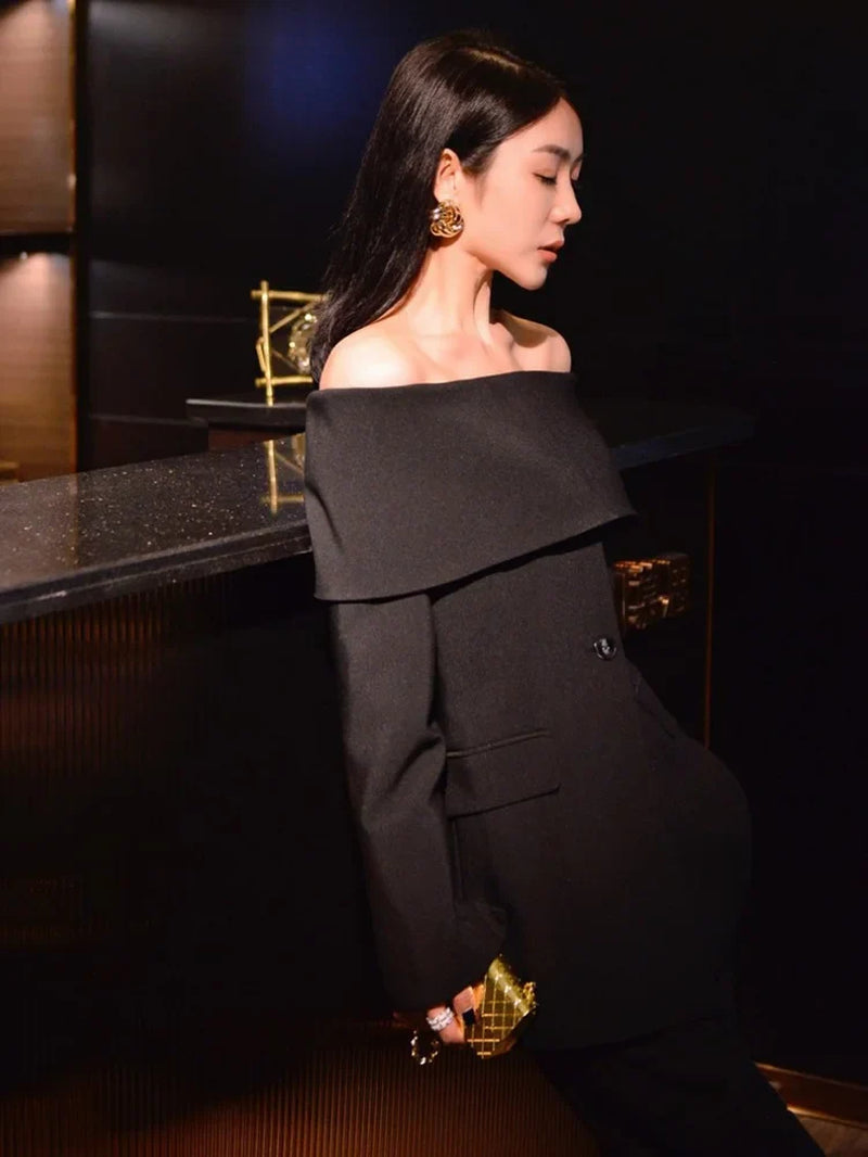 Ultimate Power Piece Fancy Pantsuit off the Shoulder Blazer | Suit Coat | Modern Blazer Pantsuit | Womens Suit Jacket