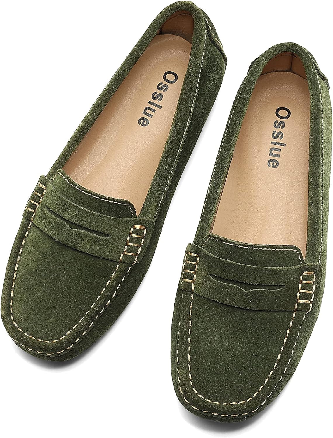 Women'S Suede Leather Casual Penny Loafers Retro Ladies Moccasins Driving Mocs Comfort Slip-On Fashion Boat Shoes Classic Flats