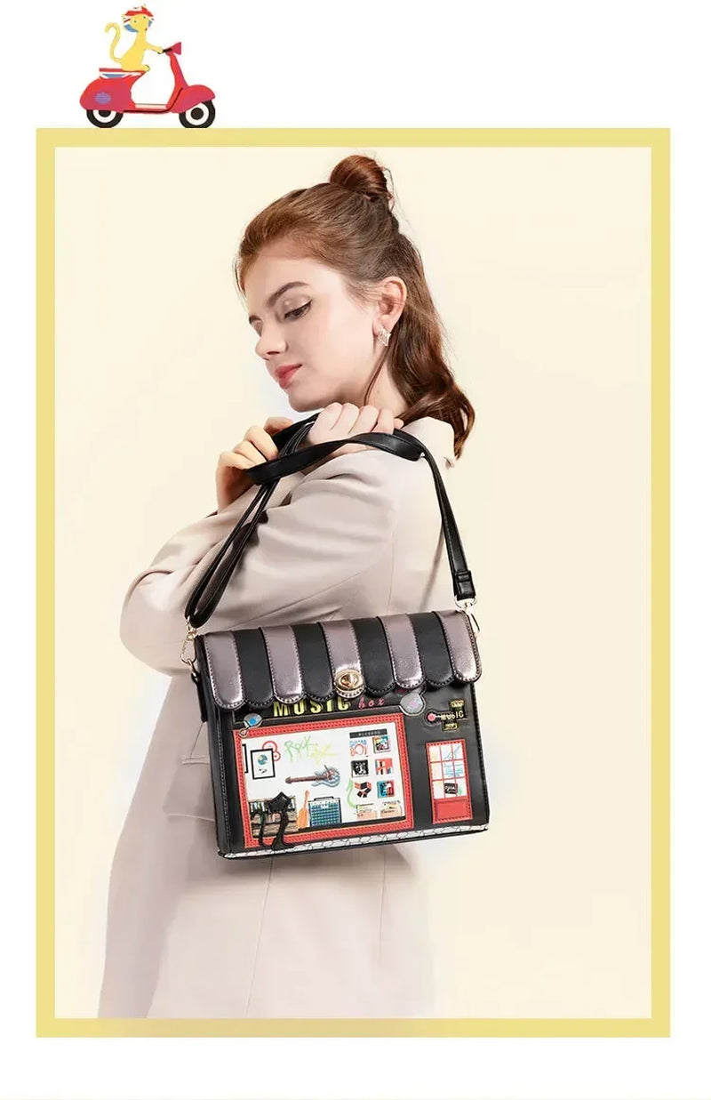 Autumn and Winter New Oblique Small Bag One-Shoulder Women'S Bag Personality Flower Bag Small Square Bag Hit Color Bag