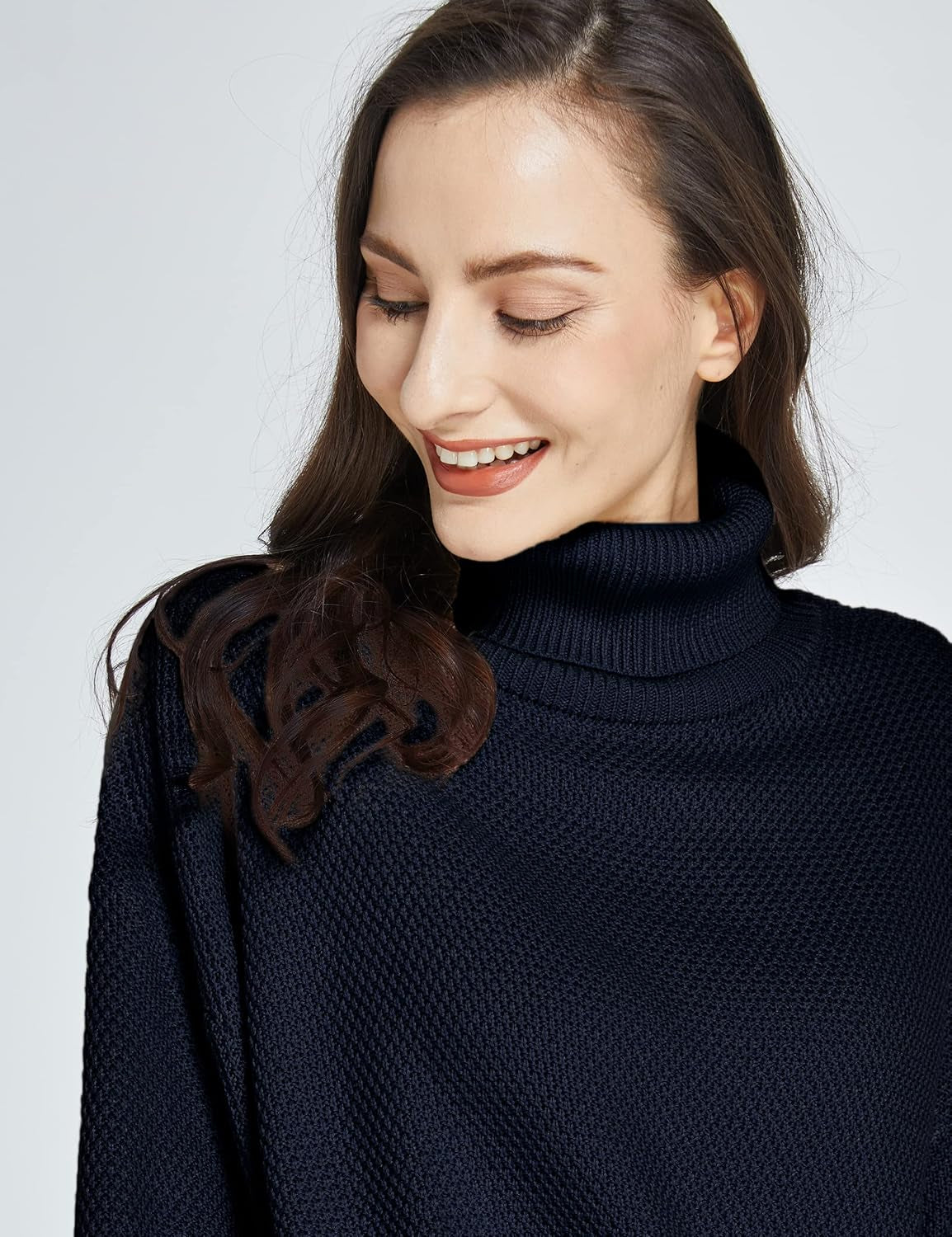 -Oversized-Sweaters-For-Women-Turtleneck Sweaters Drop Shoulder Pullover Knit Long Lantern Sleeve Casual