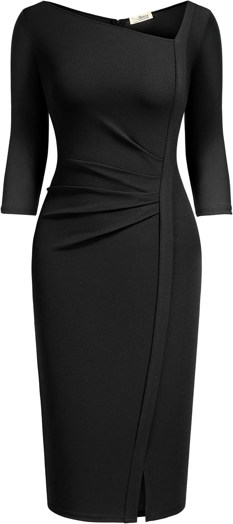 Women'S Retro Classy V-Neck Stretch Business Wrap Bodycon Dress