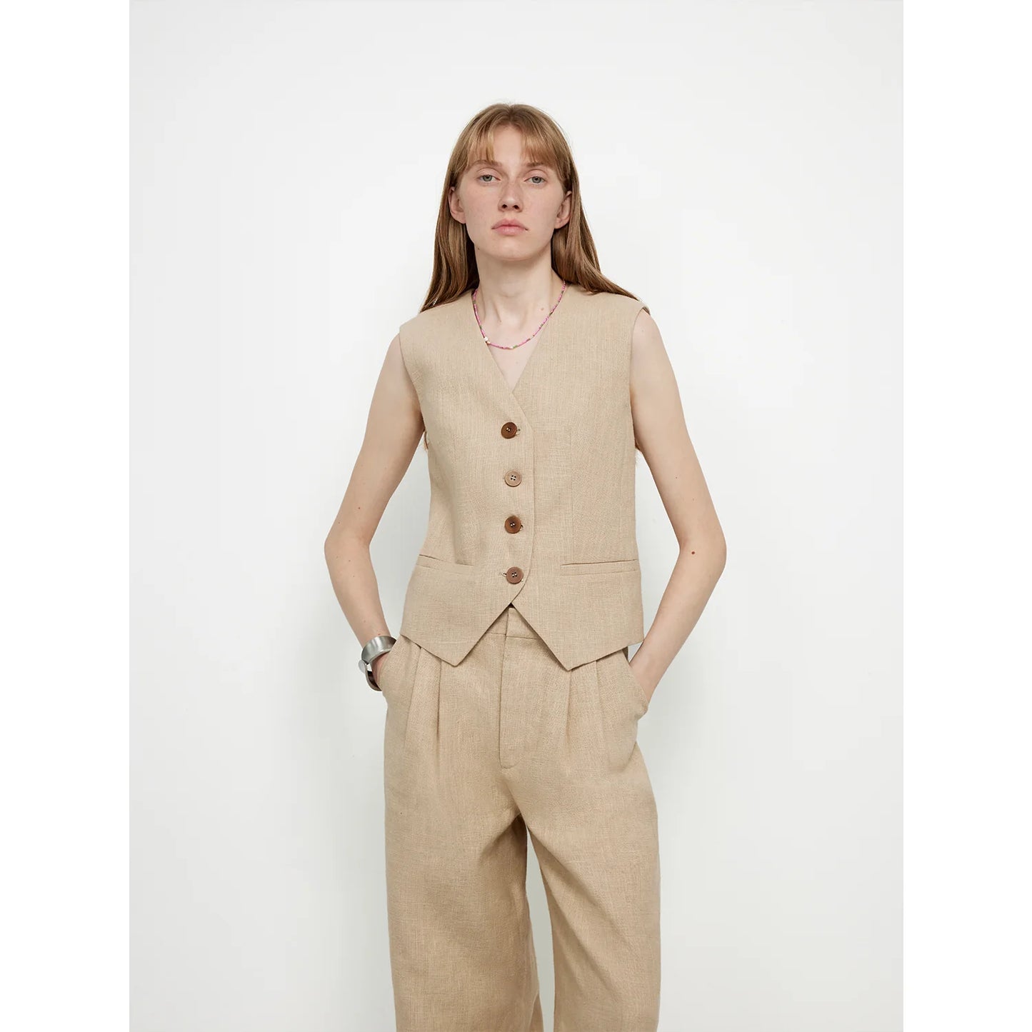 "Diary of an Old Friend" Customized Breathable Ramie Oversize Suit Vest Set