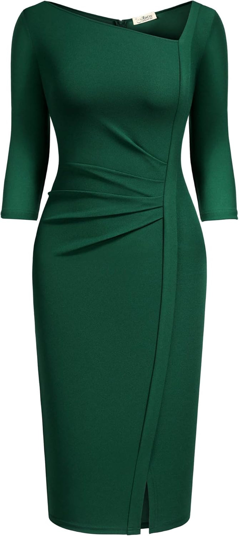 Women'S Retro Classy V-Neck Stretch Business Wrap Bodycon Dress