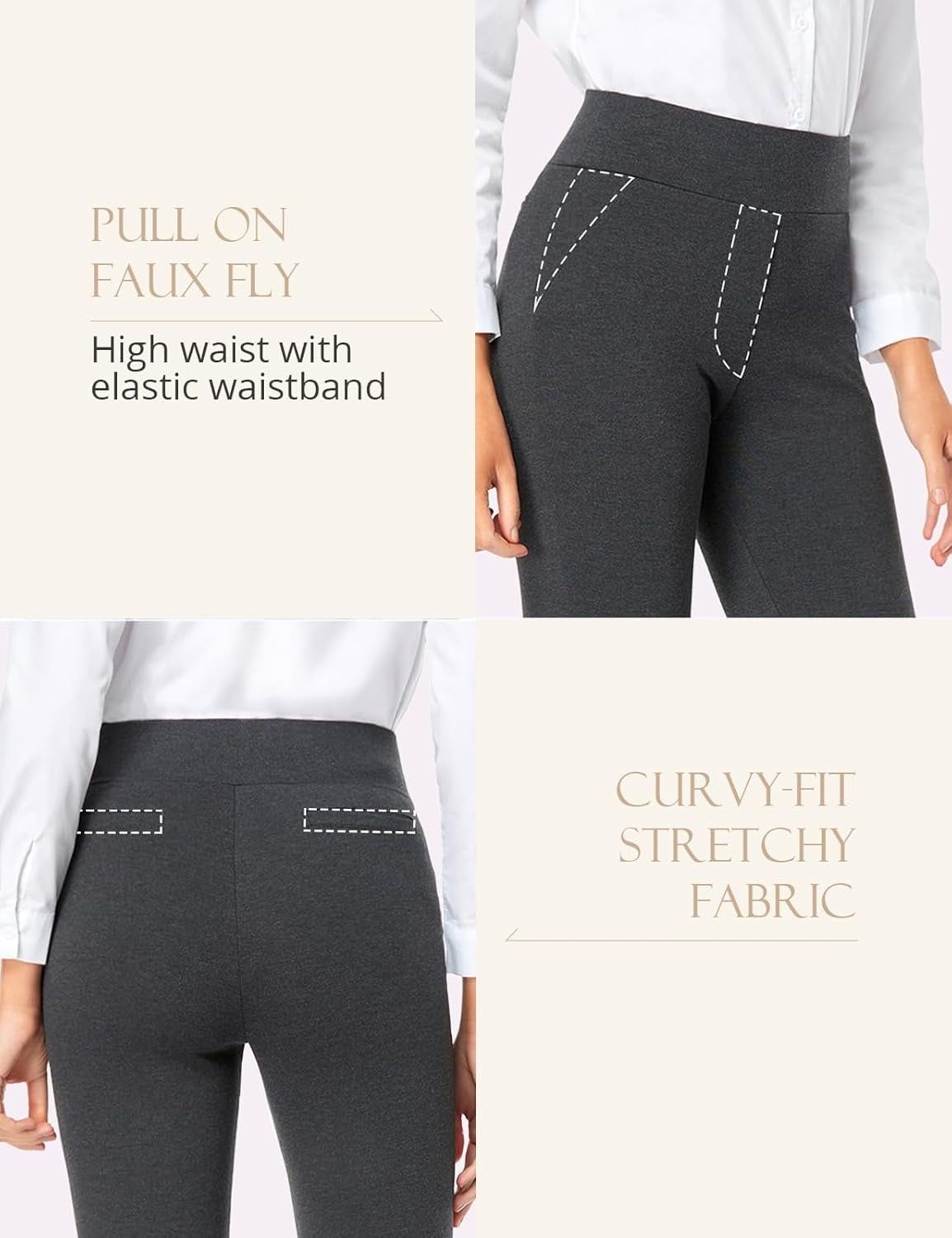 Women'S 26''/28''/30'' Skinny Dress Pants High Waist Slacks for Office Work Business Casual Tall Petite Stretch Pants