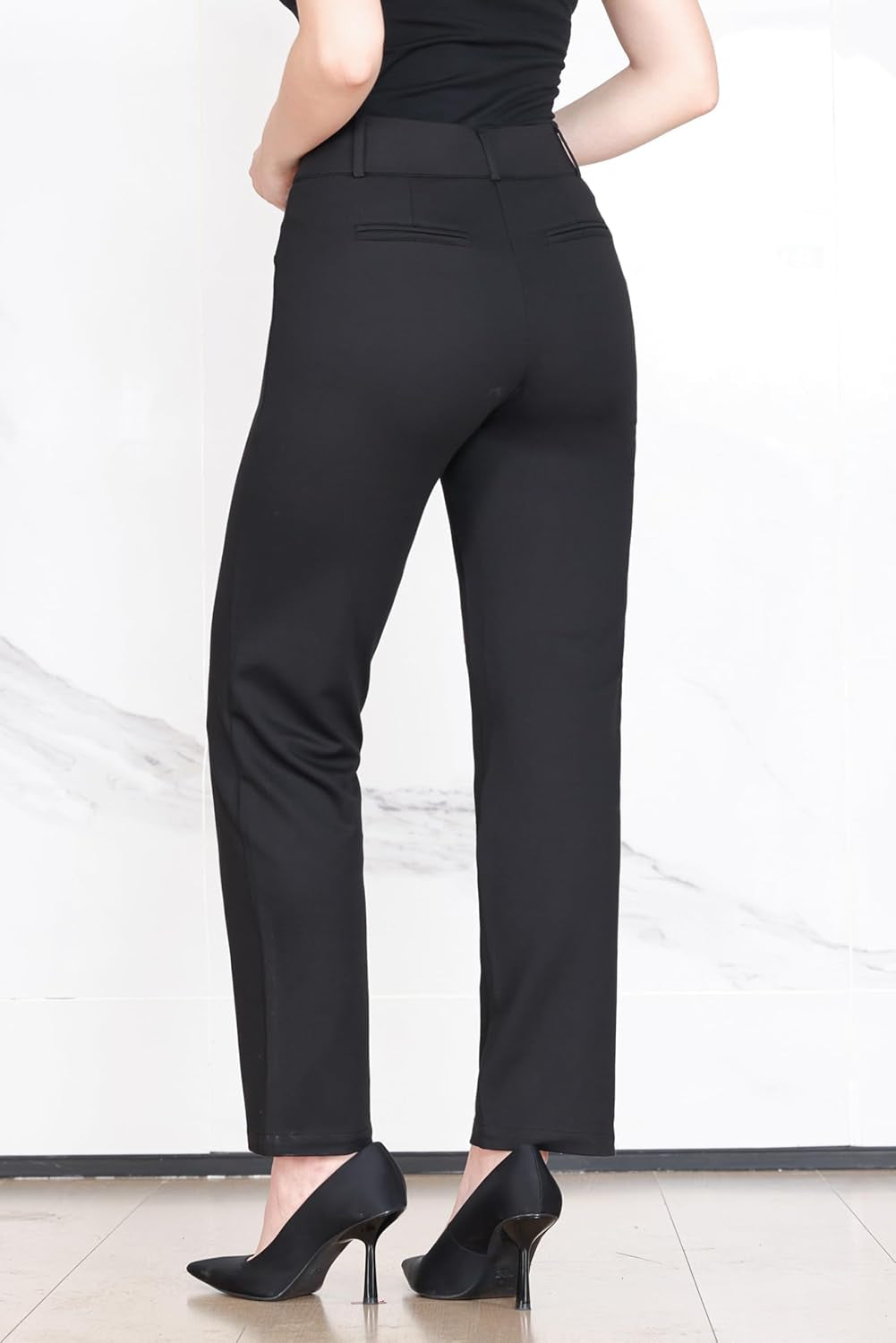 Womens Dress Pants Work High Waisted Straight Leg Trousers Business Office Casual Slacks