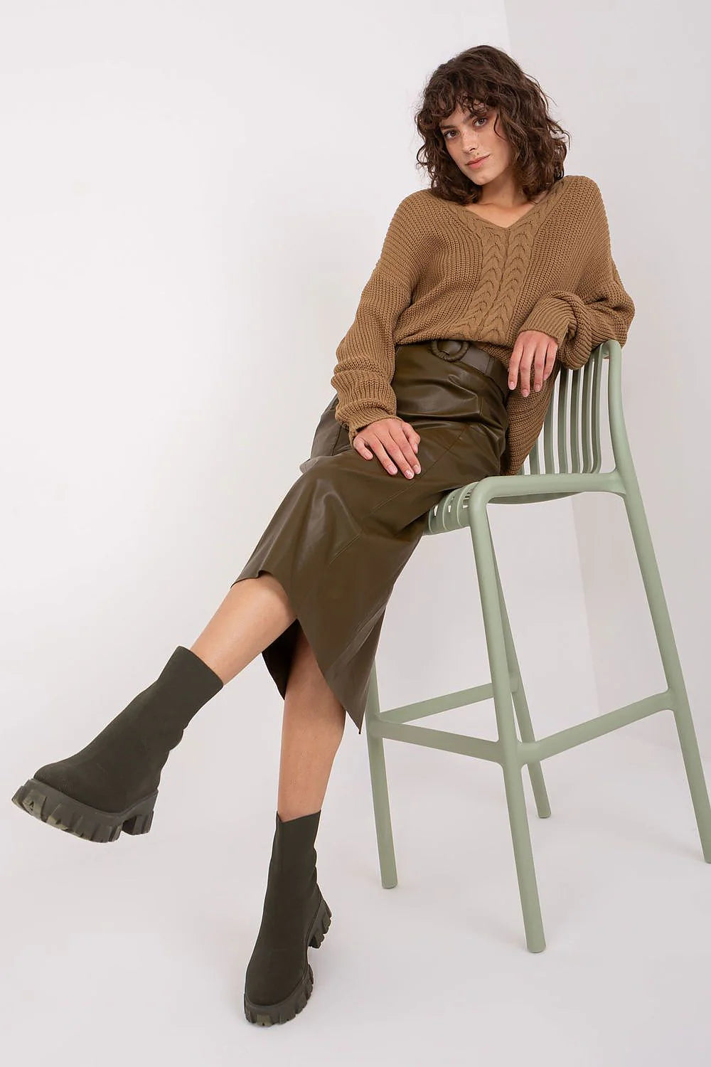 Elegant Textured V-Neck Women'S Sweater