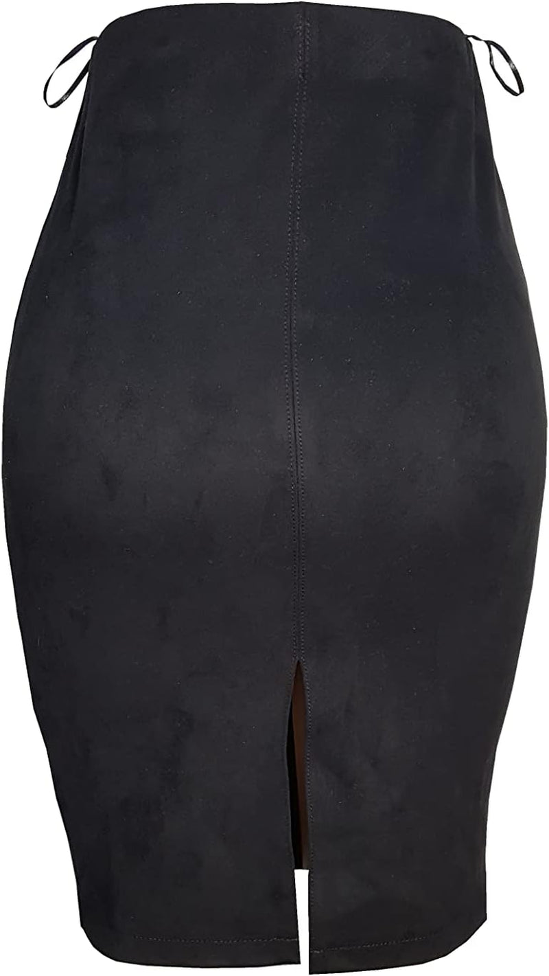 Women'S Faux Suede Pencil Skirt