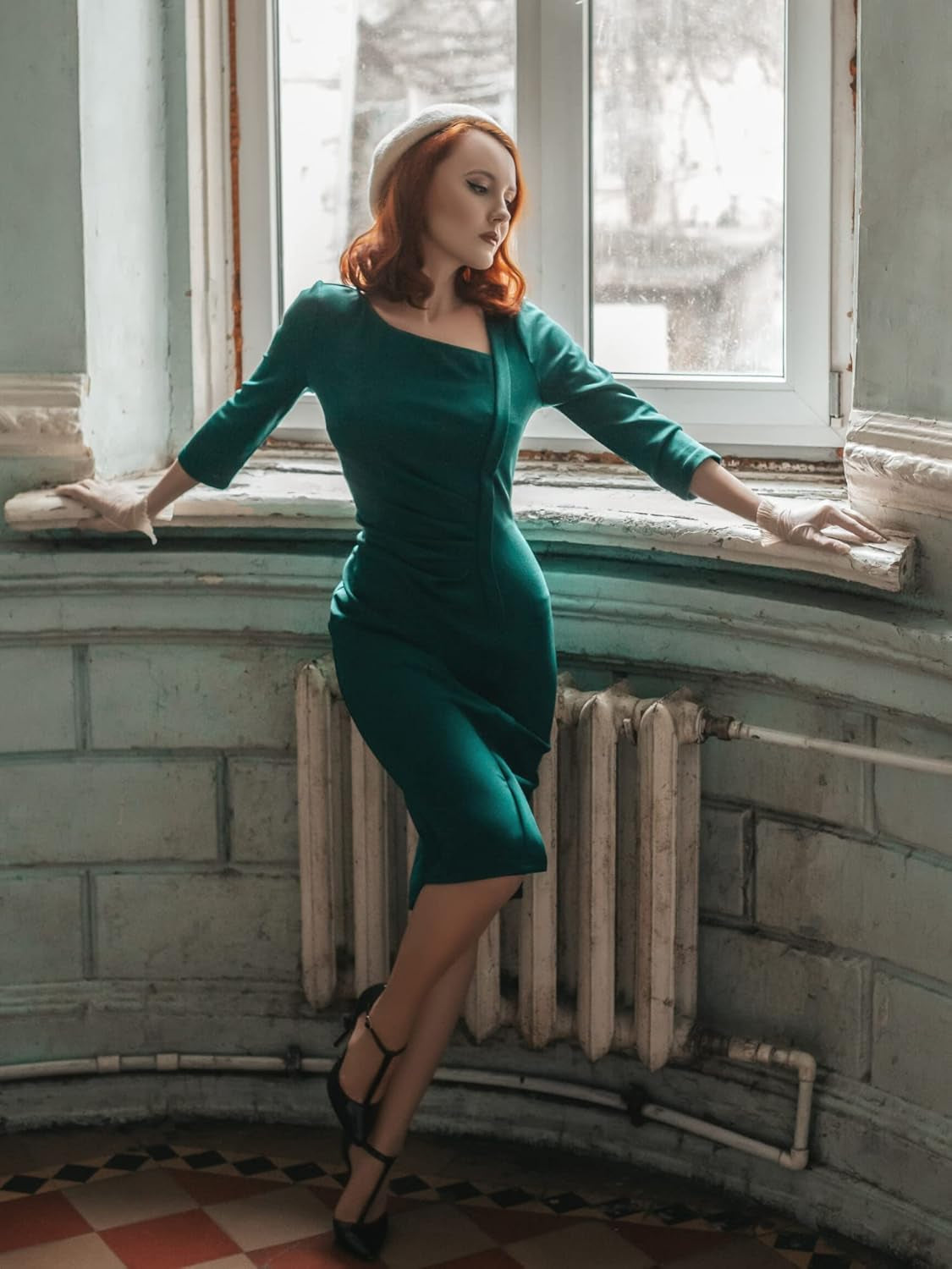 Women'S Retro Classy V-Neck Stretch Business Wrap Bodycon Dress