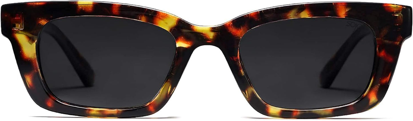 Rectangular Retro Skinny Sunglasses for Men and Women UNITY SJ2134 with Tortoise Frame/Grey Lens