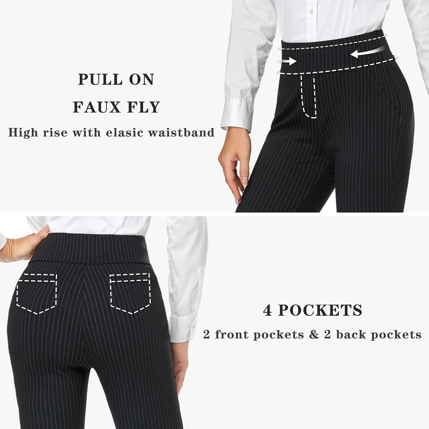 Women'S Capri Dress Pants 19"/20.5" Stretch High-Waist Crop Office Work Pants Summer Casual Capris Slacks Yoga