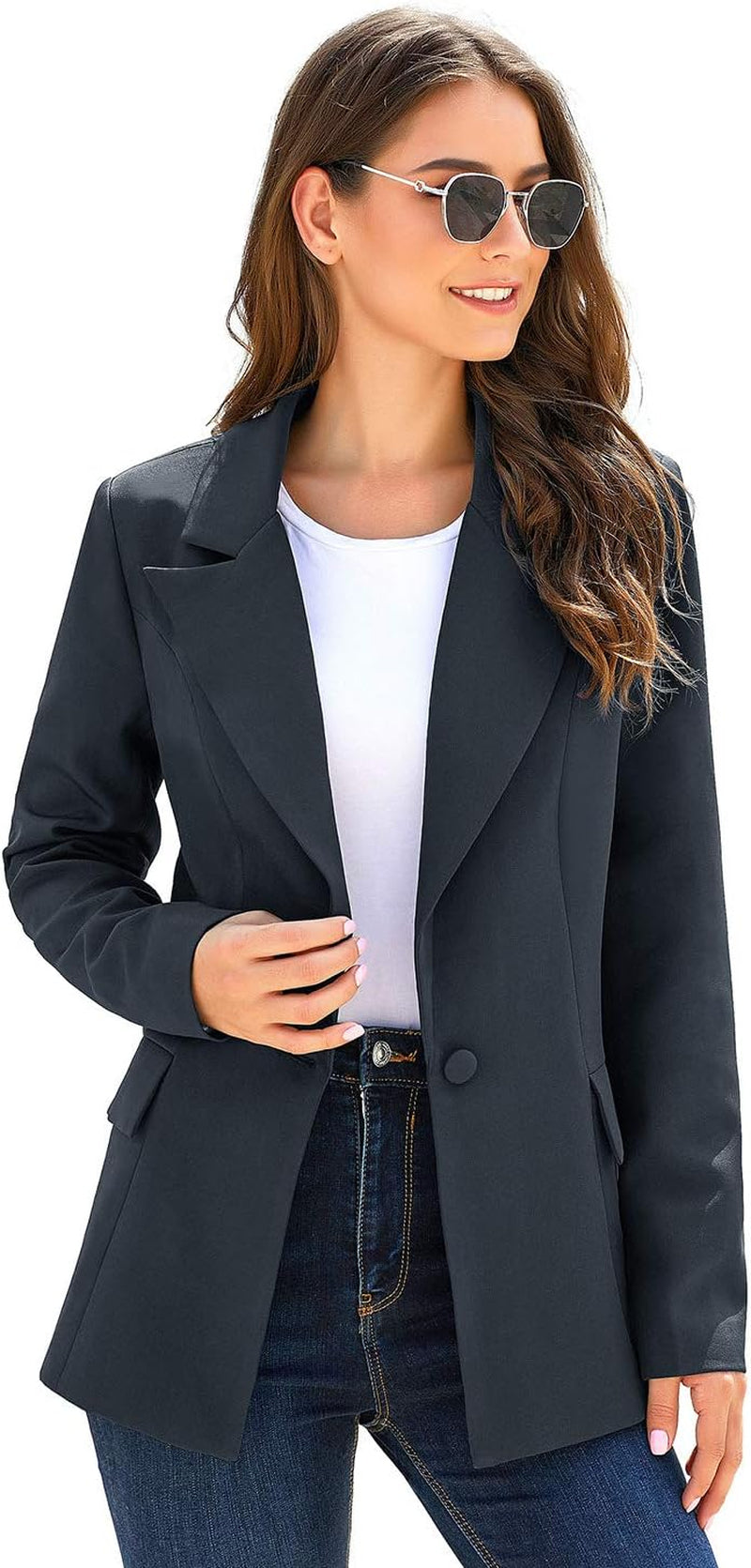 Women'S Casual Long Sleeve Lapel Button Slim Work Office Blazer Jacket