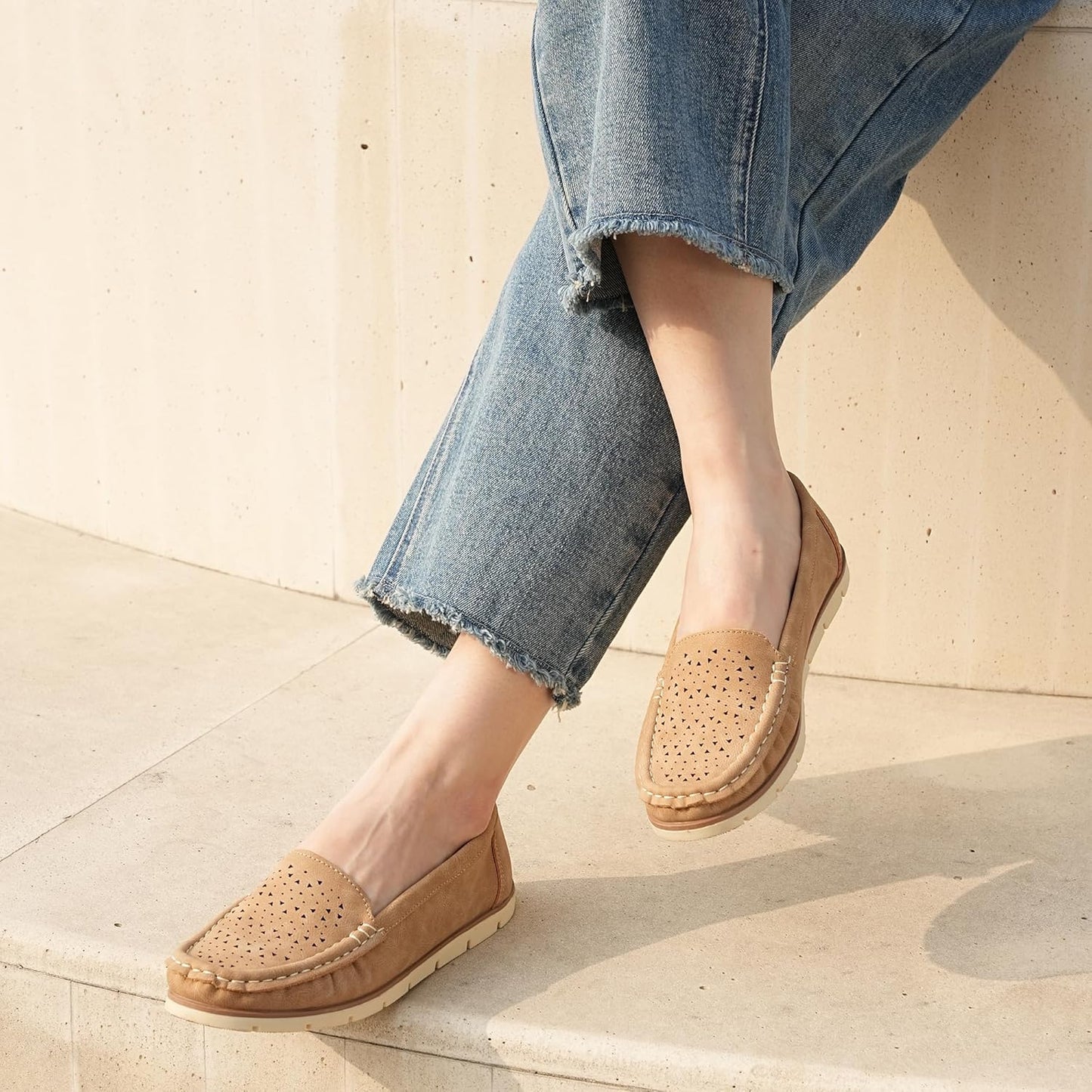 Womens Penny Loafers Breathable Slip on Flat Shoes Moccasins