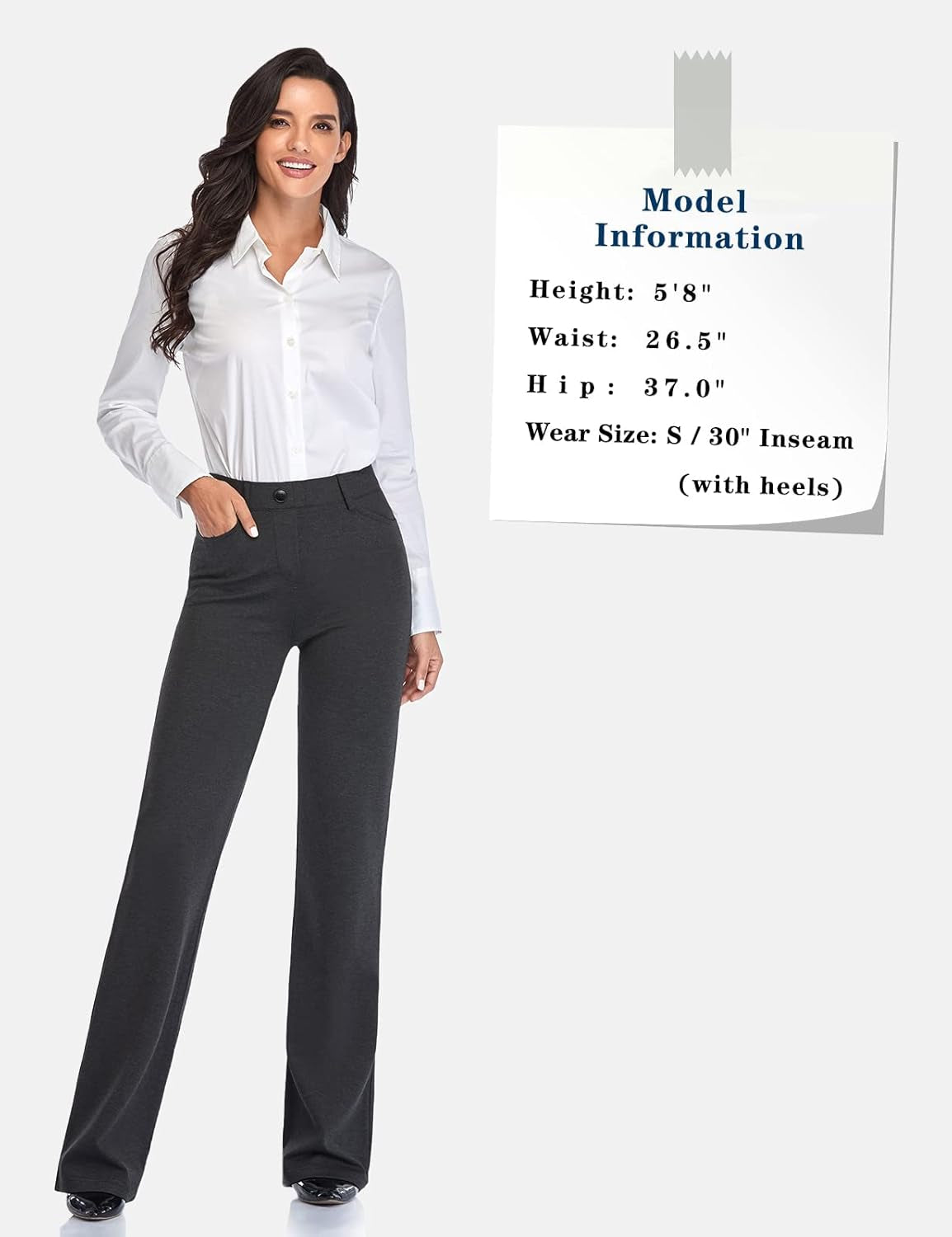 Women'S 28''/30''/32''/34'' Stretchy Bootcut Dress Pants with Pockets Tall, Petite, Regular for Office Work Business