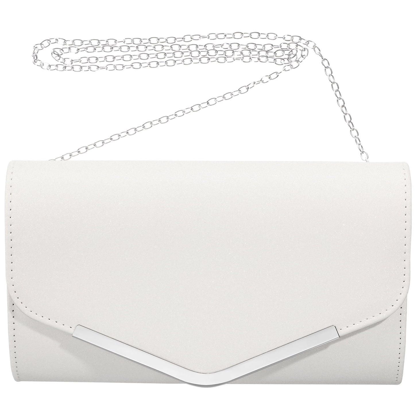 White Evening Bag Handbag Wedding Party Message Bag Clutch Bag Purse Simple Chain Bag for Women Ladies