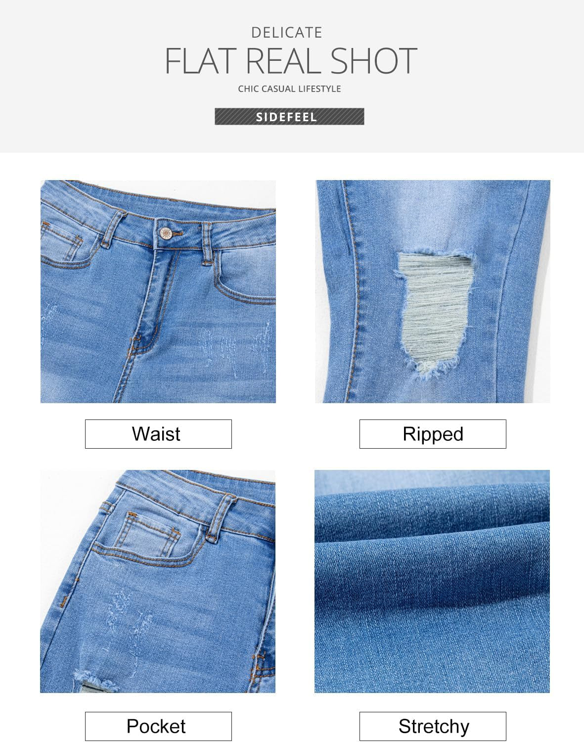 Women'S Boyfriend Jeans Stretchy Ripped Distressed Zimbaplatinum Denim Pants Size 4-18
