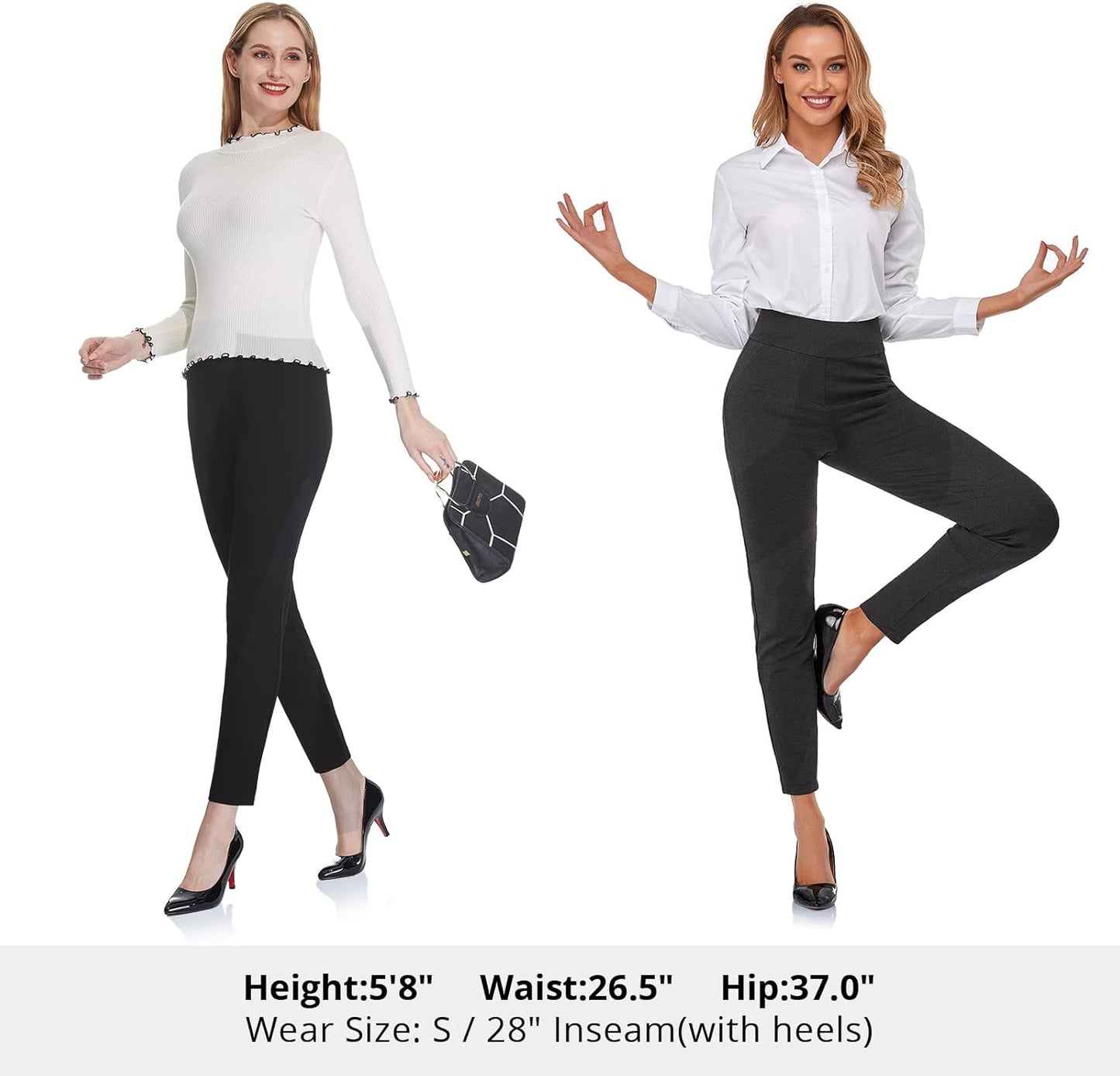 Women'S 26''/28''/30'' Skinny Dress Pants High Waist Slacks for Office Work Business Casual Tall Petite Stretch Pants