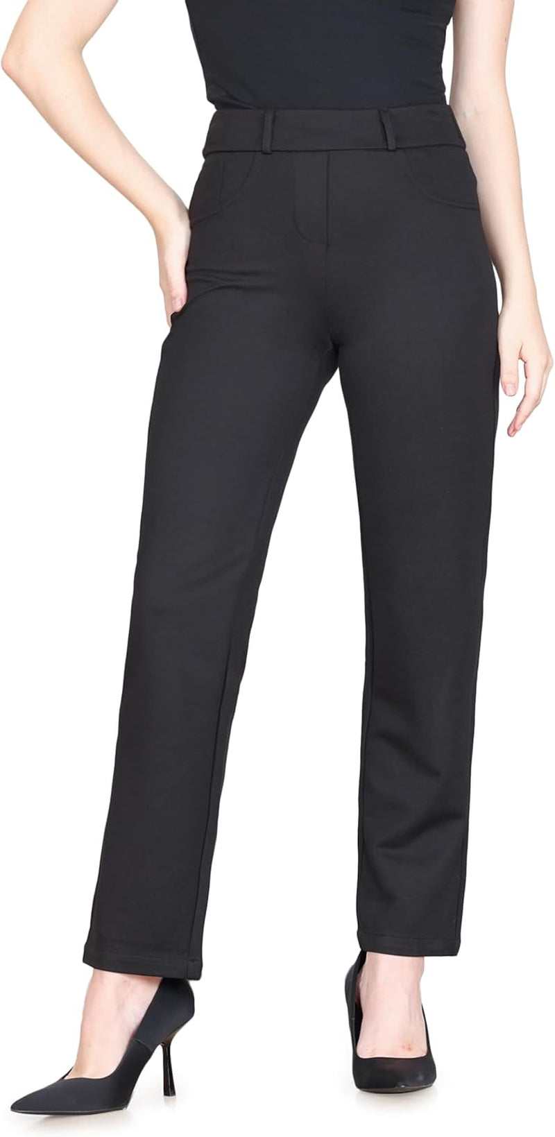Womens Dress Pants Work High Waisted Straight Leg Trousers Business Office Casual Slacks
