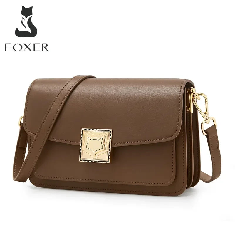 Fashion Organ Box Bag Ladies Autumn Winter Retro Shoulder Bag Temperament Women'S Messenger Bag Split Leather Square Bag