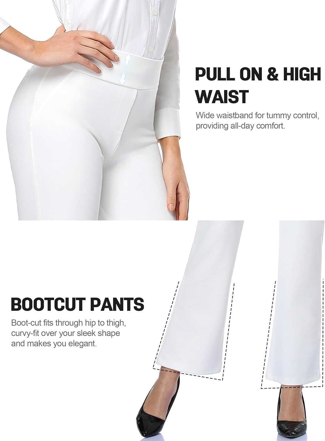 Women Dress Pants 28"/30"/32"/34" High Waist Stretchy Bootcut Pants Tall, Petite, Regular for Office Business Casual
