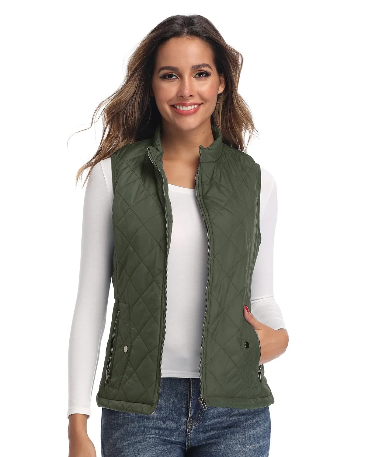Women'S Vests Zip up Quilted Padded Lightweight Vest for Women