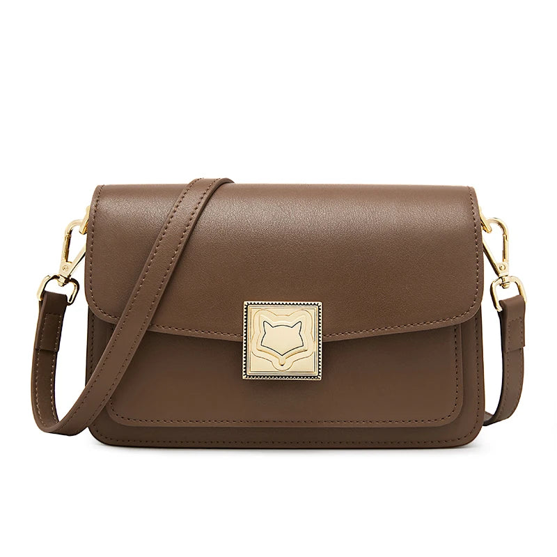 Fashion Organ Box Bag Ladies Autumn Winter Retro Shoulder Bag Temperament Women'S Messenger Bag Split Leather Square Bag