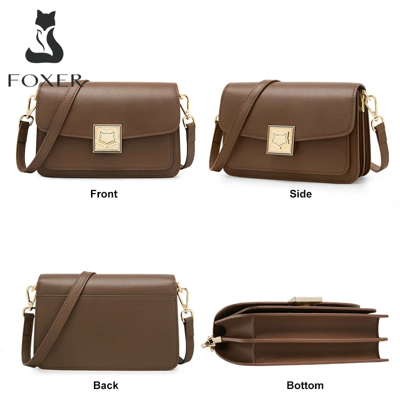 Fashion Organ Box Bag Ladies Autumn Winter Retro Shoulder Bag Temperament Women'S Messenger Bag Split Leather Square Bag