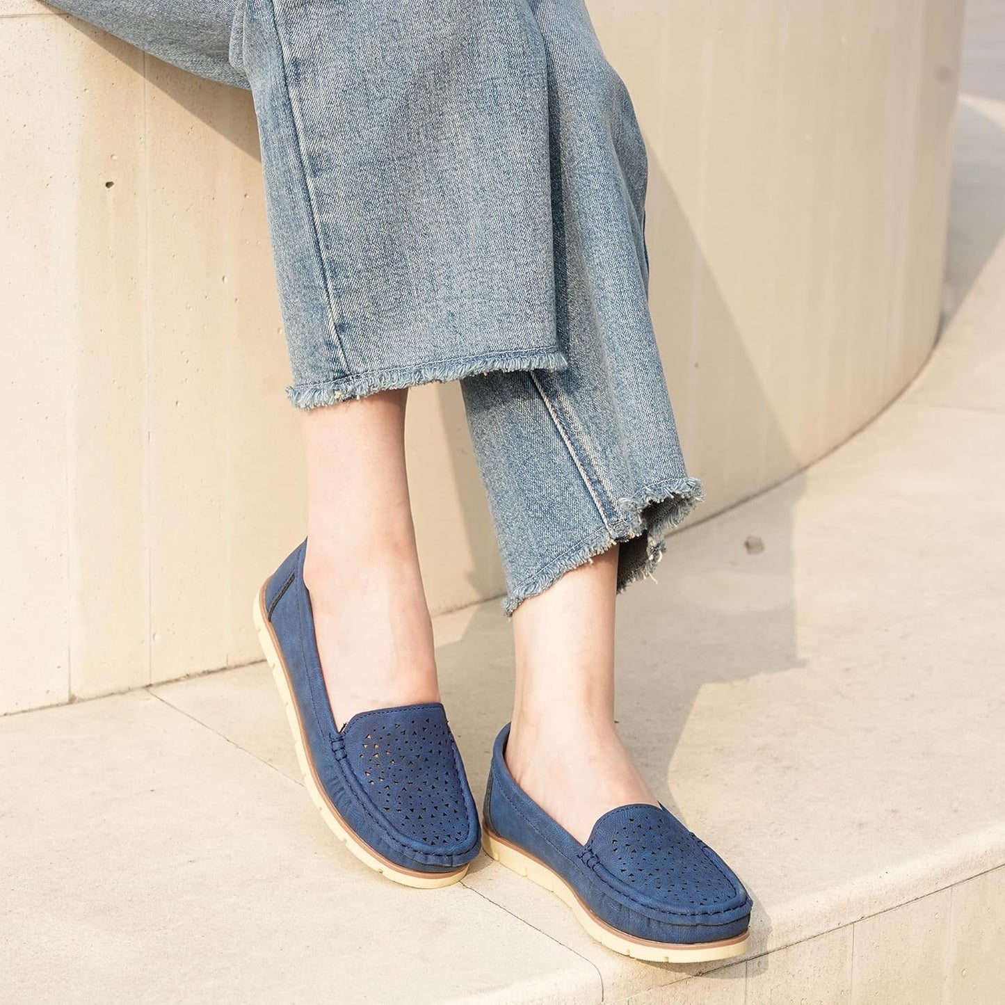 Womens Penny Loafers Breathable Slip on Flat Shoes Moccasins