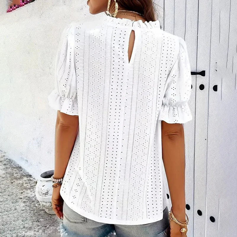 Ladies Elegant Ruffle Short Sleeve Top
