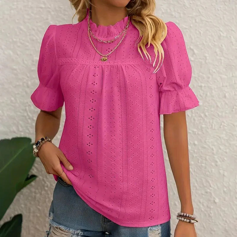 Ladies Elegant Ruffle Short Sleeve Top