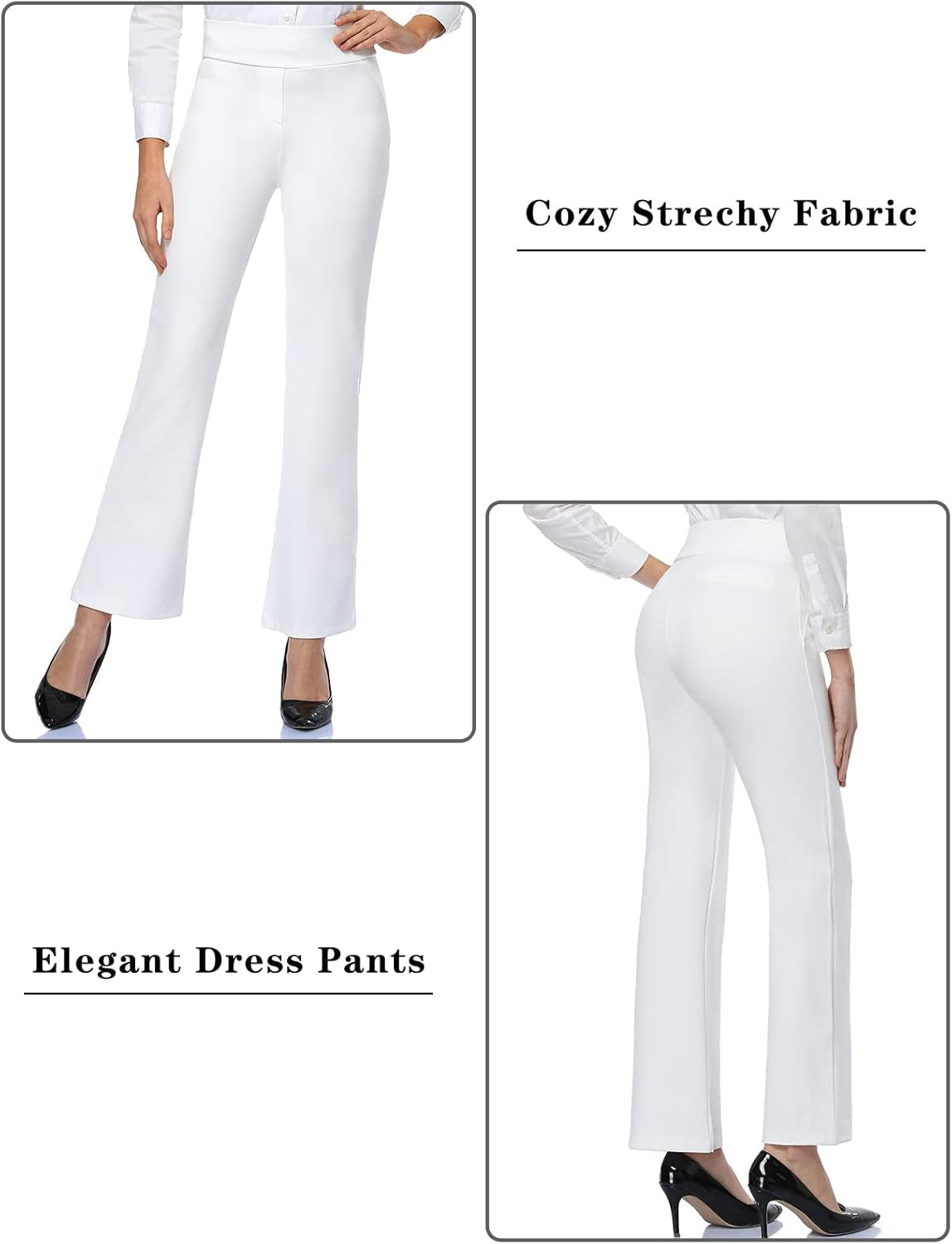 Women Dress Pants 28"/30"/32"/34" High Waist Stretchy Bootcut Pants Tall, Petite, Regular for Office Business Casual