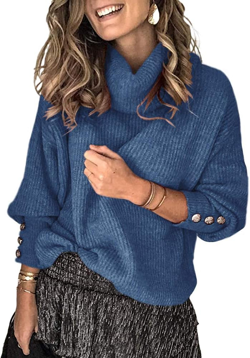Women'S Oversized Turtleneck Chunky Pullover Sweaters Cowl Neck Long Sleeve Winter Slouchy Loose Knit Sweaters