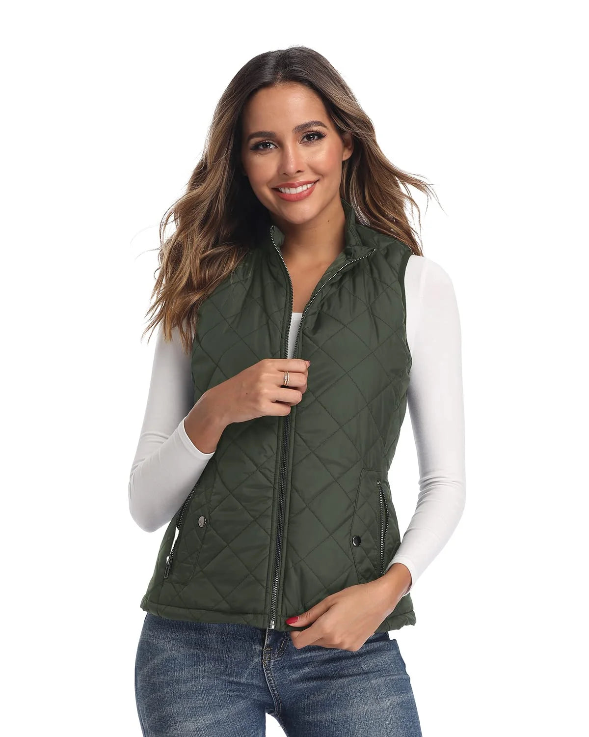Women'S Vests Zip up Quilted Padded Lightweight Vest for Women