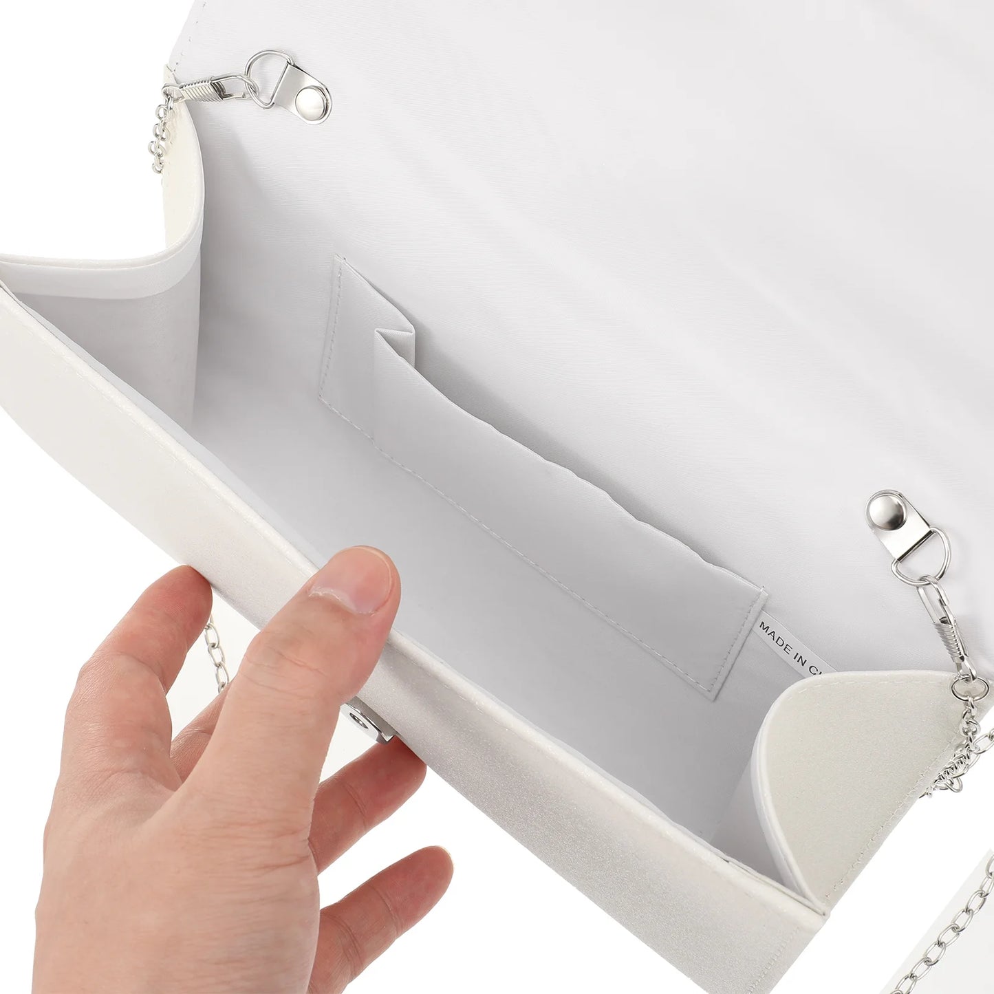 White Evening Bag Handbag Wedding Party Message Bag Clutch Bag Purse Simple Chain Bag for Women Ladies