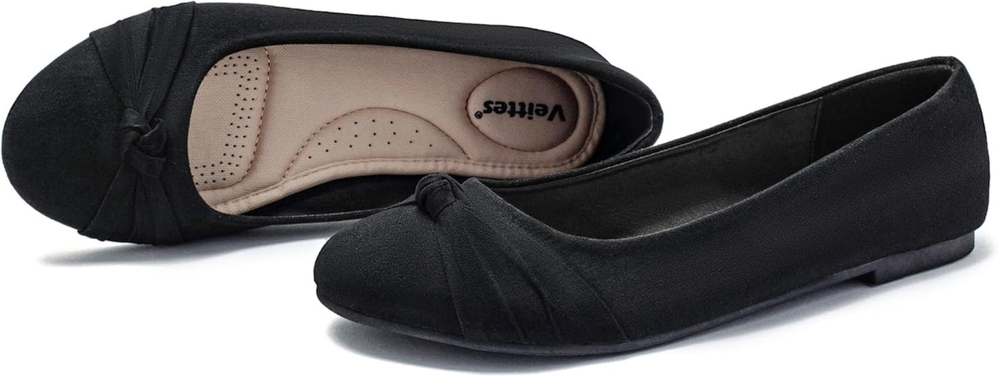 Women'S Wide Width Flat Shoes, Classic Soft round Toe Design Ballet Flats.