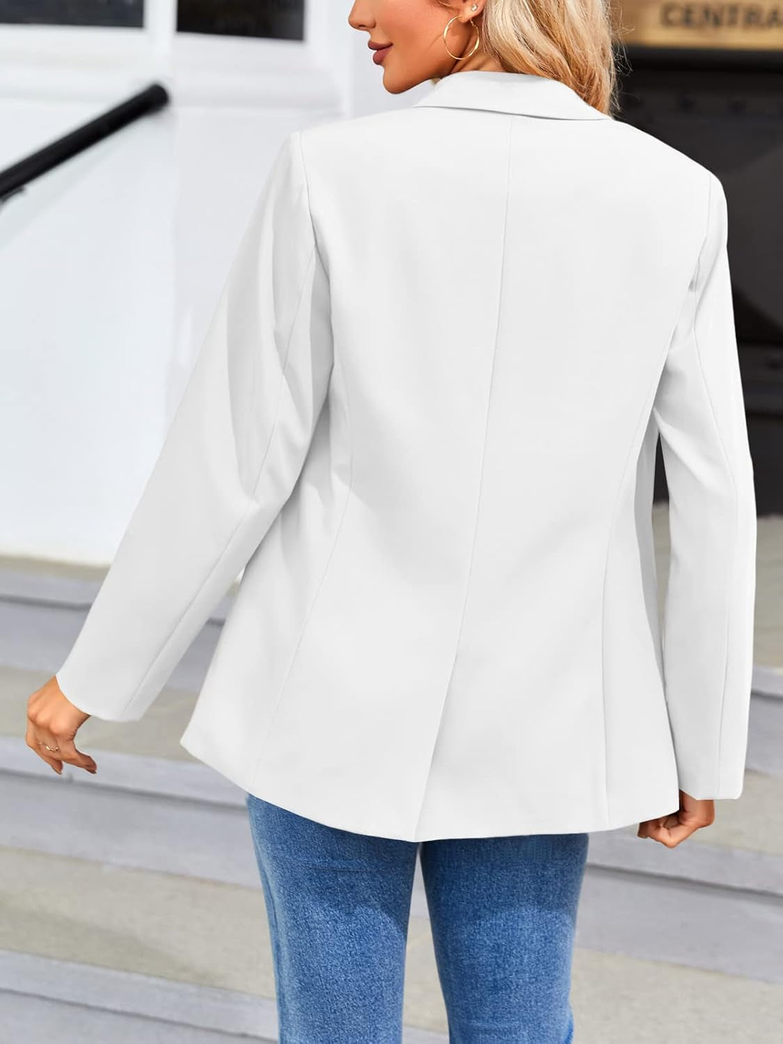 Womens Blazer for Work Casual Long Sleeve Lapel Collar Blazer Jackets with Pockets