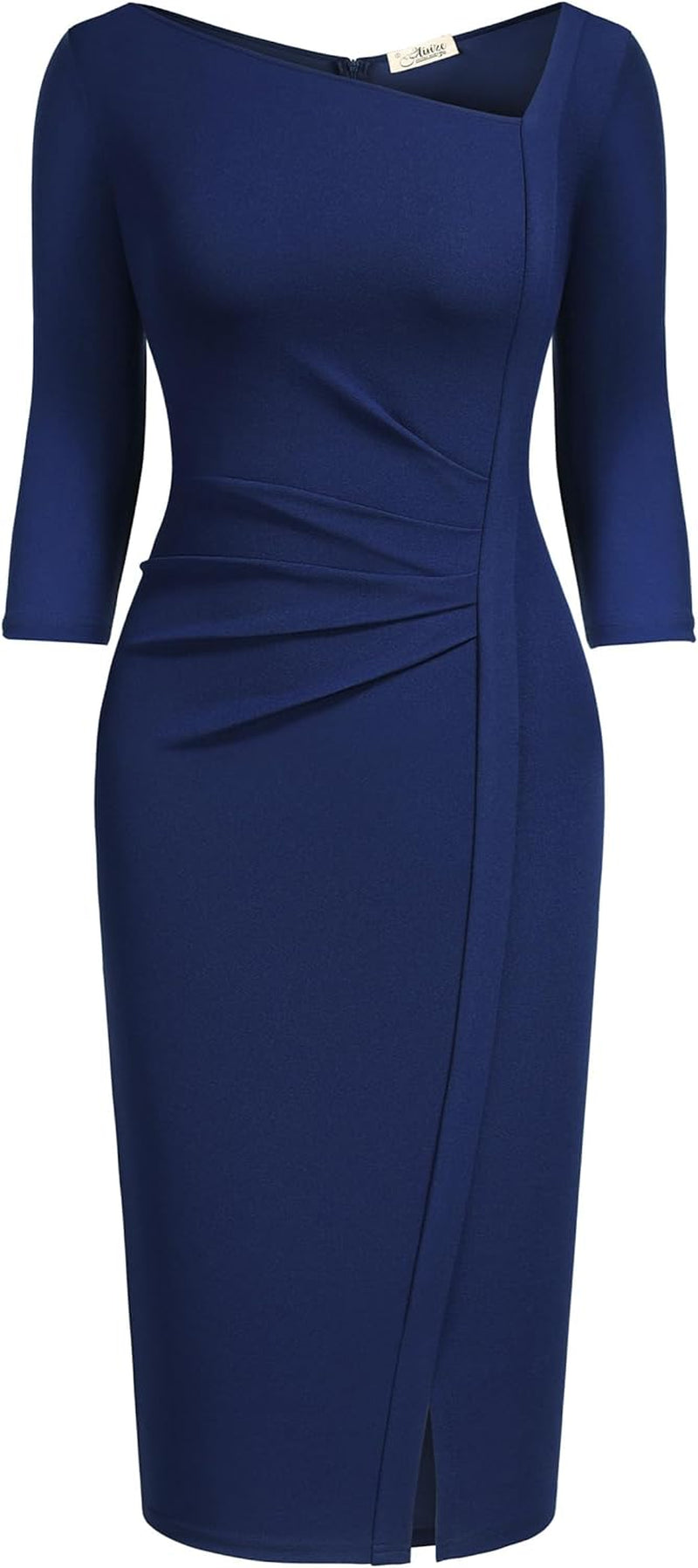 Women'S Retro Classy V-Neck Stretch Business Wrap Bodycon Dress