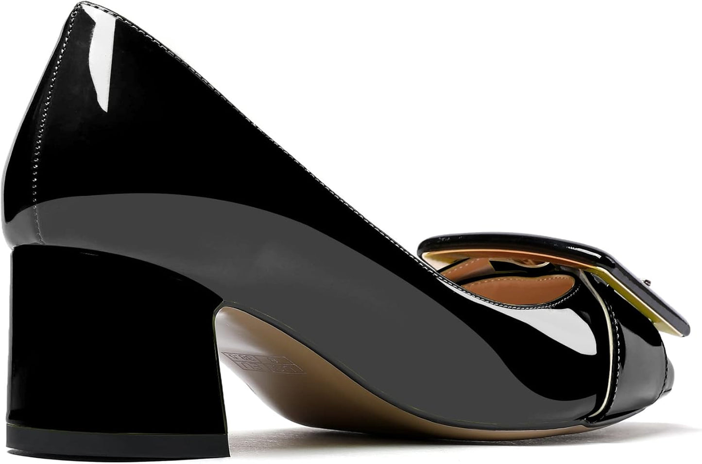 Pointed Toe Pumps,Classy 2 Inches Block Heel Chic Pumps, Confort Buckle Heel for Office Wedding Dress