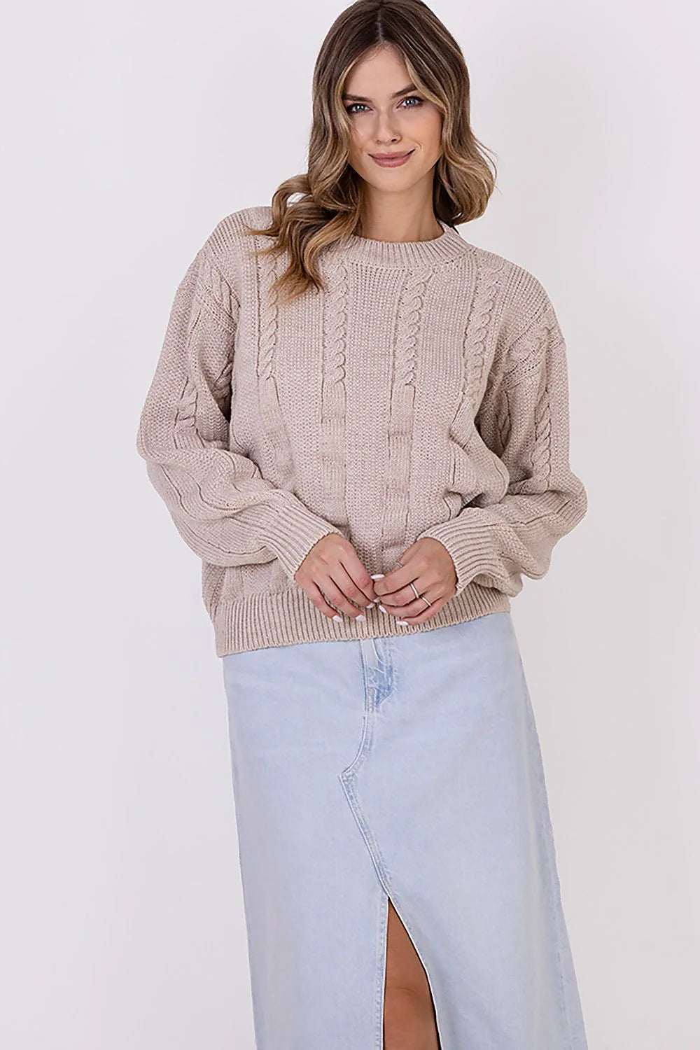 Elegant Vertical Knit Sweater MKM 187224
