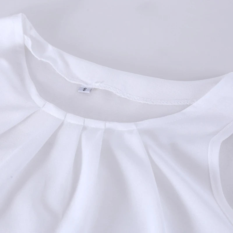 Blouse Women Fashion Sleeveless round Neck Chiffon Blouse Cheap Cloth Korean Hot Sale Vestidos 2023 New Summer Blouse