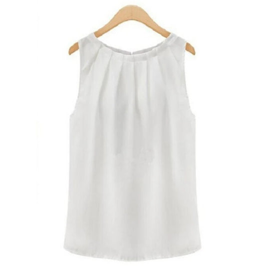 Blouse Women Fashion Sleeveless round Neck Chiffon Blouse Cheap Cloth Korean Hot Sale Vestidos 2023 New Summer Blouse