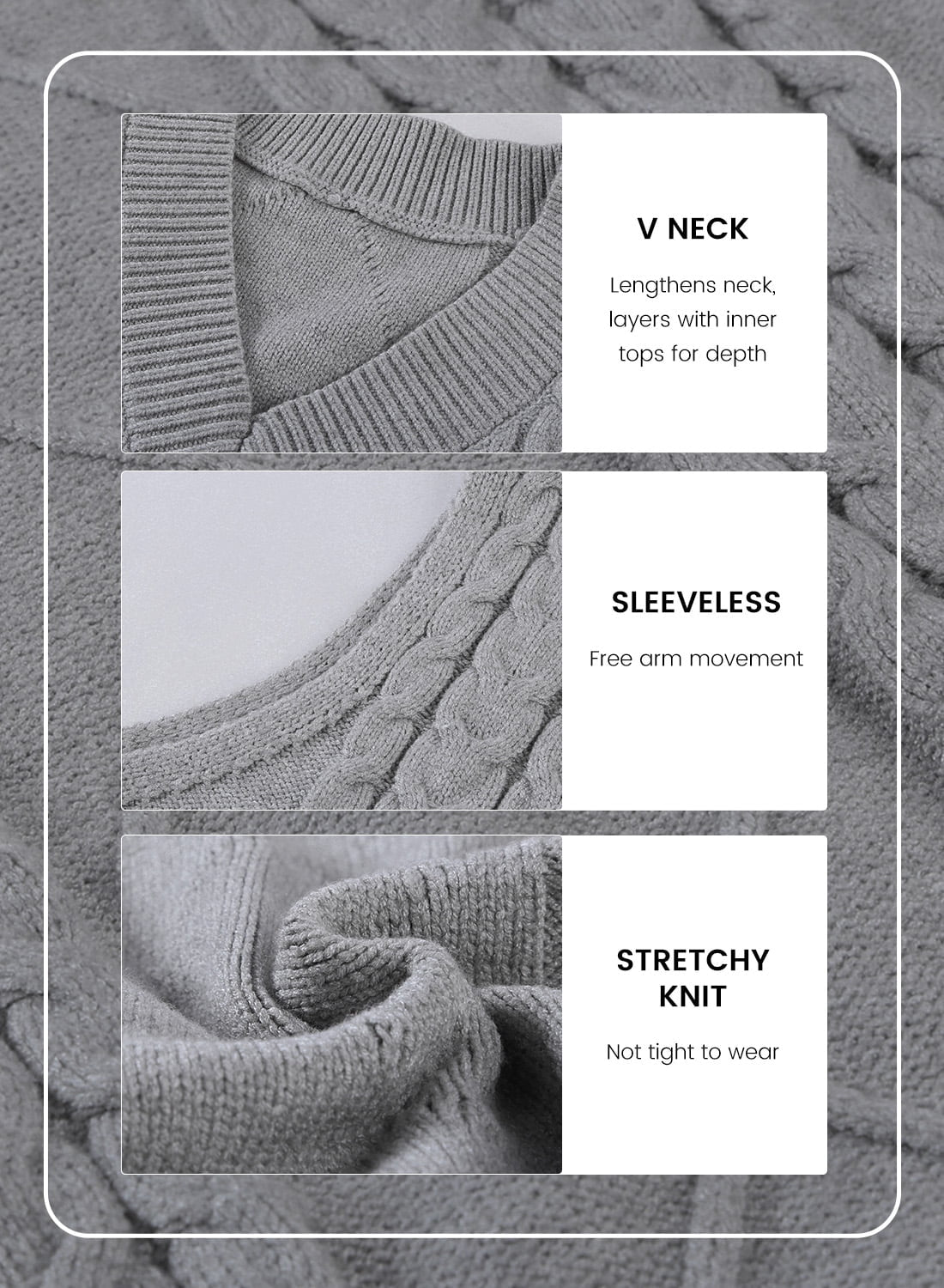 Women'S Vintage Sleeveless Sweater Vest Knitted Pullover Top for Fall