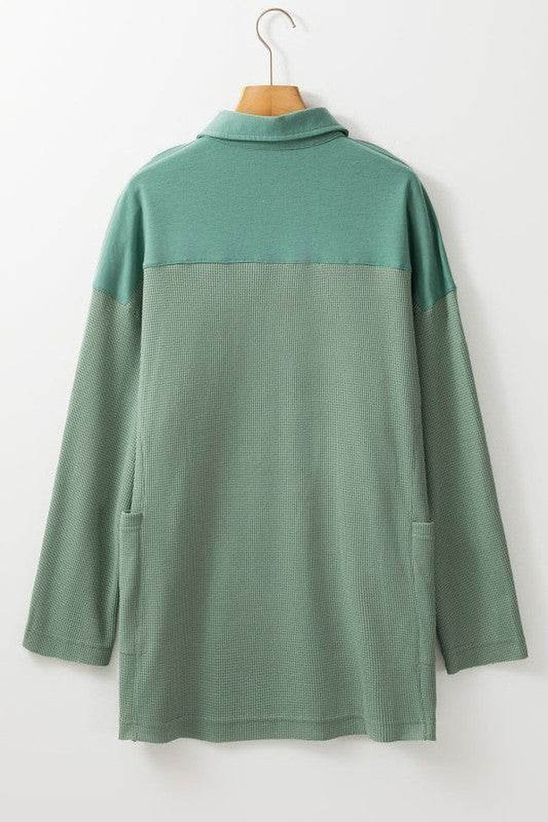 Arianna Waffle Half Button Top