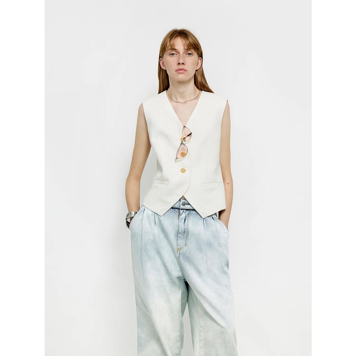 "Diary of an Old Friend" Customized Breathable Ramie Oversize Suit Vest Set