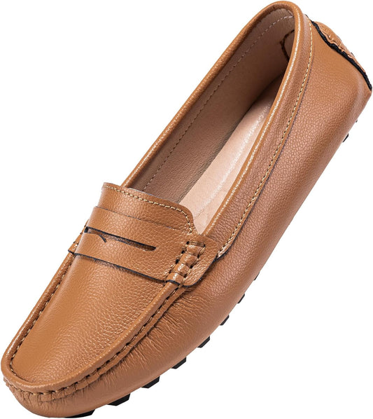 Women'S Genuine Leather Penny Loafers Classic Driving Moccasins Casual Slip on Comfort Women Loafer Shoes