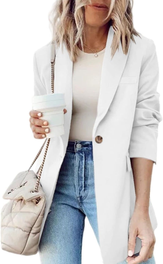 Womens Blazer for Work Casual Long Sleeve Lapel Collar Blazer Jackets with Pockets