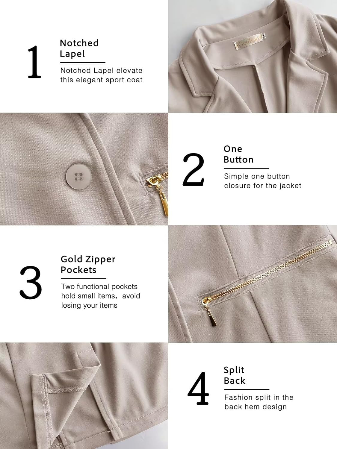 Women'S Long Sleeve Blazer Open Front Cardigan Jacket Work Office Blazer with Zipper Pockets S-3XL