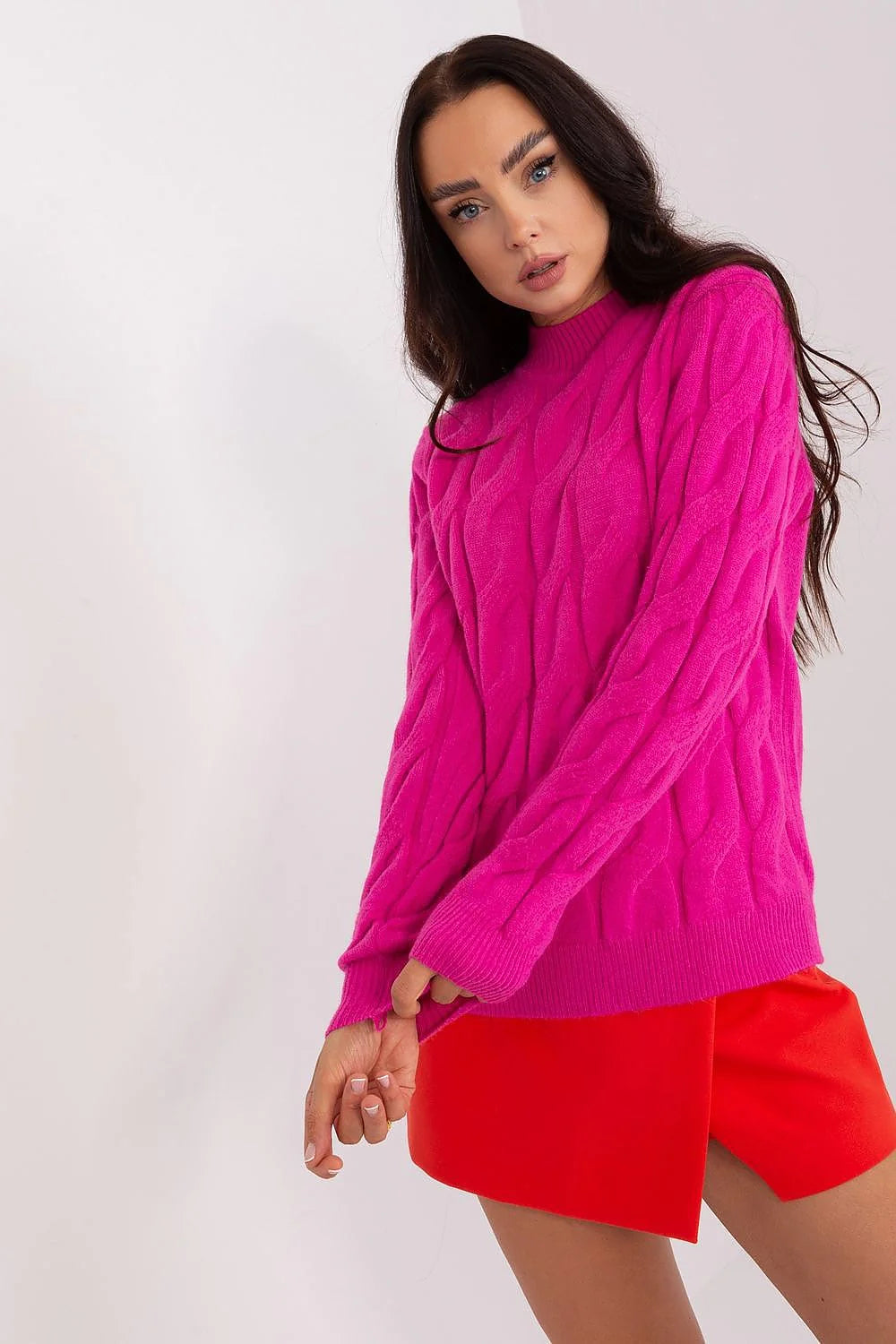 Elegant Women'S Textured Half Turtleneck Sweater