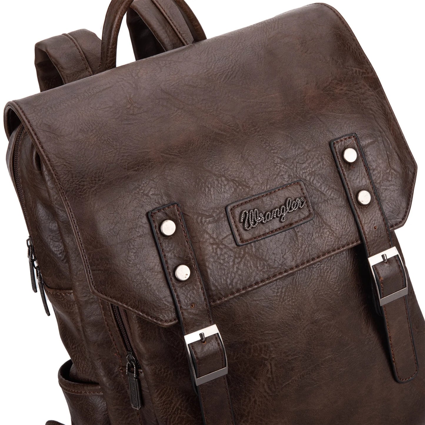 Wrangler Leather Backpack Purse for Women Laptop Backpack Fashion Pink Backpack, Coffee