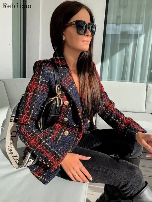 Blazer Woman Autumn Winter Suit Blazer New Casual Double Breasted Pocket Women Long Jackets Elegant Long Sleeve Blazer